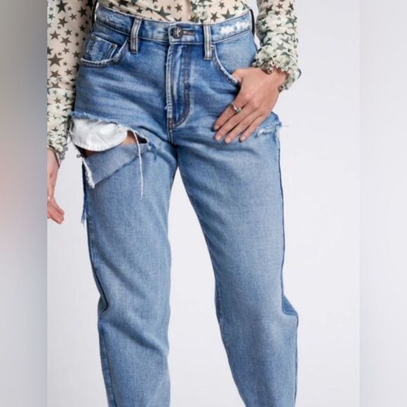 NWT One Teaspoon Women’s 1982s Mid Waist Ripped Berlin Blue Denim Jeans.Size 33 - Picture 7 of 16